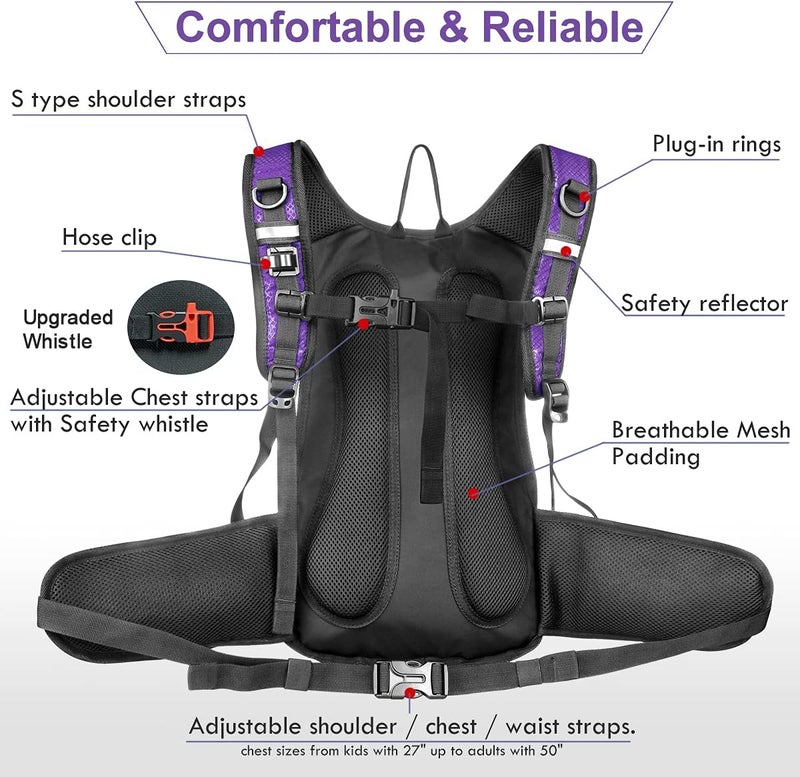 Mothybot Insulated Hydration Backpack Pack with 3L BPA Free Leak Proof Water Bladder, Large Storage Lightweight Hiking Daypack with Waist Pouches & Cooler Layer, for Running, Biking, Camping, Festival - Image 5